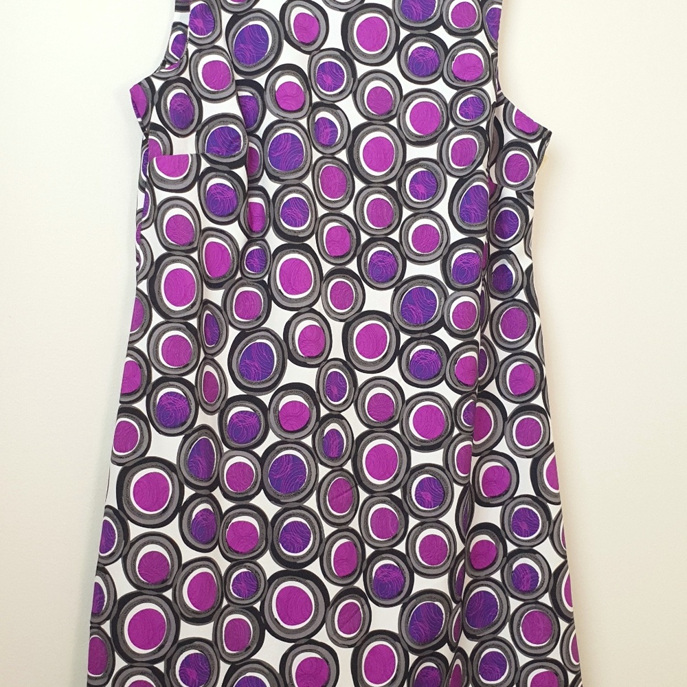 70s Vintage Mod Dress, Purple Circles - Picture 4 of 7